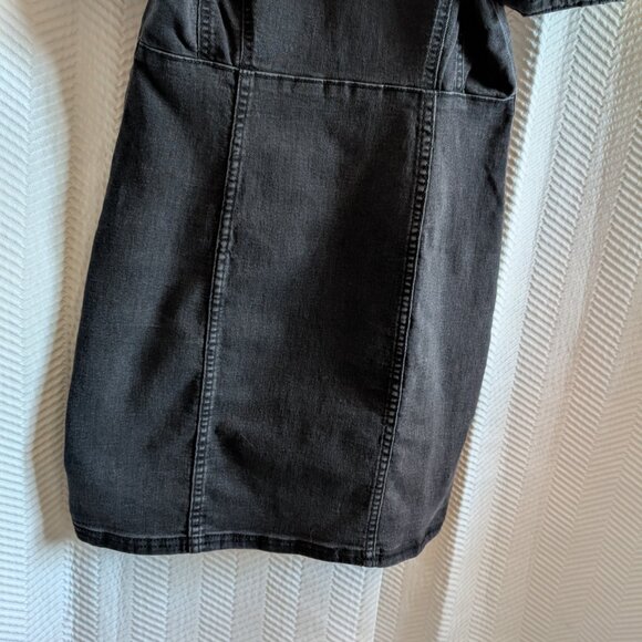 H&M Grey Puff Sleeve Denim Mini Dress Small Bodycon Streetwear - Picture 7 of 11